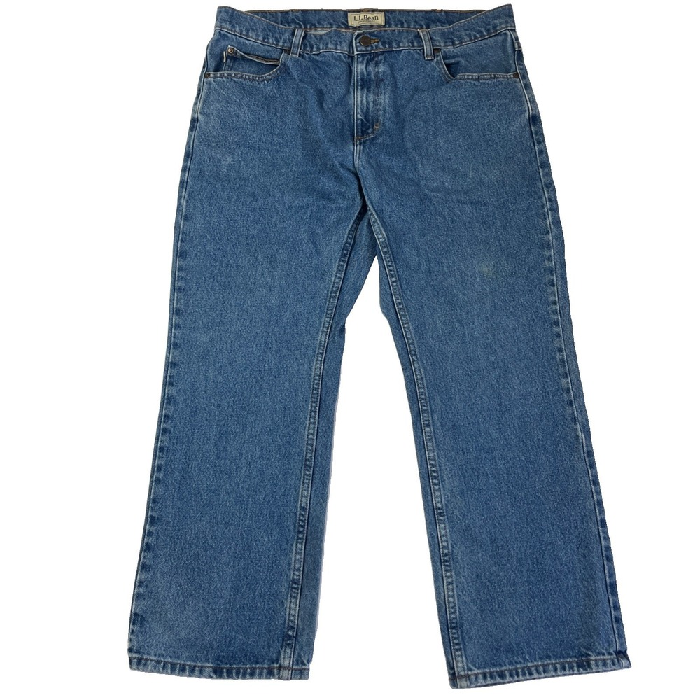 Men's L.L. Bean (37x28) Standard Fit Straight Leg Denim Blue Jeans